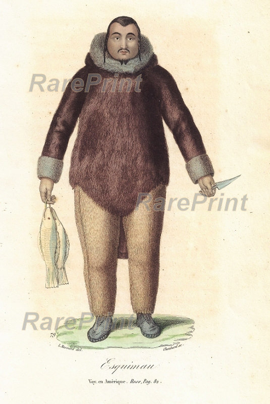 Eskimo — engraving — &nbsp; "Esquimau" Costumes of the peoples of Russia. Chukotka. Eskimo. &nbsp; The Eskimos are an indigenous people ...