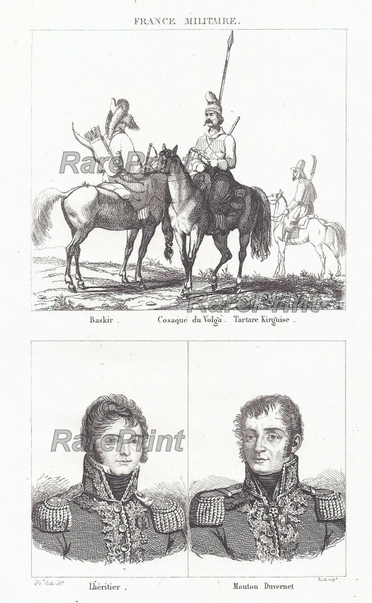 Baskir, Cossack of the Volga, Tartare Kirguise — engraving — &nbsp; "Baskir, Cosaque du Volga, Tartare Kirguise" Baskir, Cossack of the Volga, Tartare Kirguise. &nbsp; "Lh...