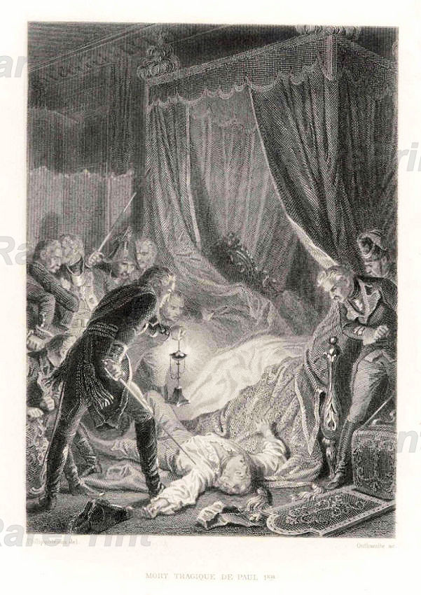 The Murder of Paul I — engraving — "Mort tragique de Paul I" Outhwaite, Jean Jacques.&nbsp;&nbsp;Murder of Paul I. Engraving according to the picture ...