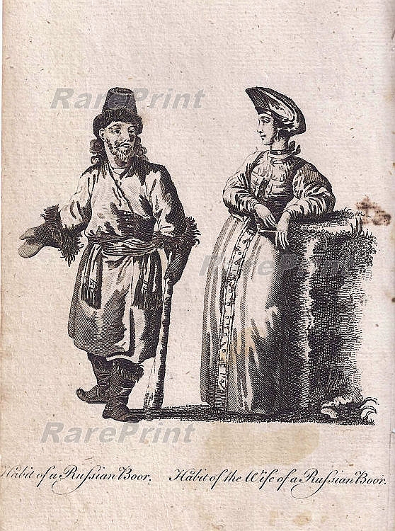 Habit of a Russian Boor. Habit of the Wife of a Russian Boor
