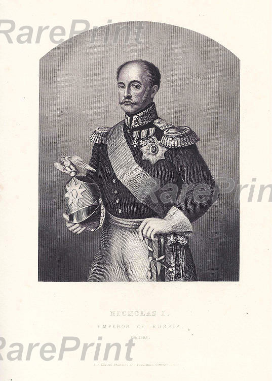 Nicholas I (3) — engraving — &nbsp; "Nicholas I,&nbsp;Emperor of&nbsp; Russia". Ceremonial portrait of Nicholas I, Emperor of All Russia. In the...