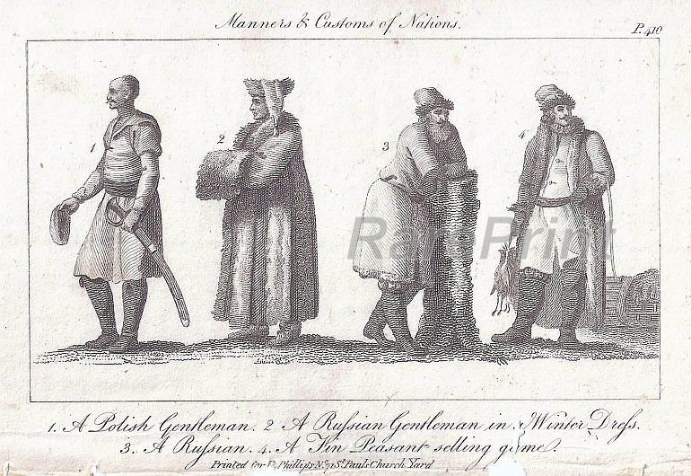 Manners & Costoms of Nations — engraving — &nbsp; 'Manners &amp; Costoms of Nations'. 1. A Polish Gentleman.&nbsp; &nbsp;2. A Russian Gentleman in Winter Dress....