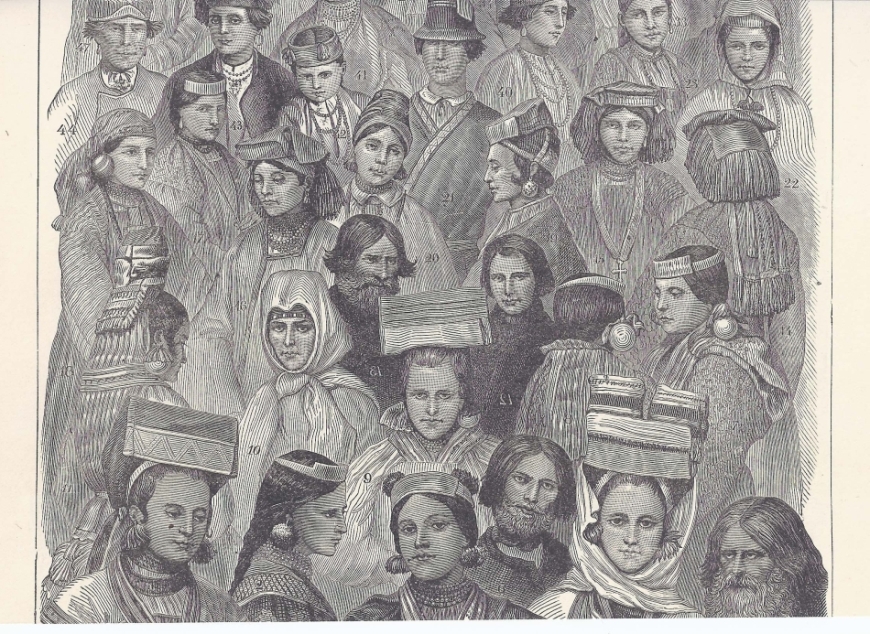 Russian types of the central provinces of Russia — engraving — Russian types of the central provinces of the Russian Empire. &nbsp; Technique, Material: Woodcut / Paper Artist:,&nbsp; Engr...