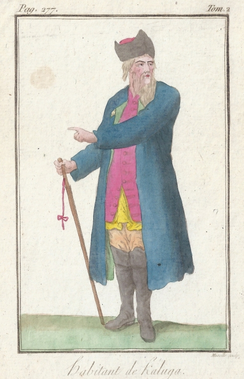 Habitant de Kaluga — engraving — &nbsp; "Habitant de Kaluga" Antique copper engraving from a book "Costumes Civils Actuels de Tous Les Peuples ...
