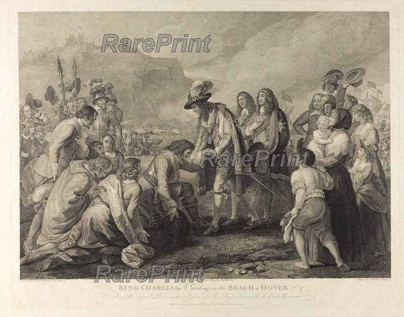 King Charles the 2nd landing on the beach at Dover