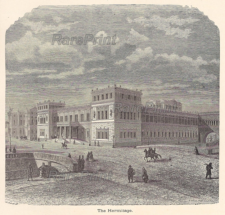 The Hermitage — engraving — &nbsp; "The Hermitage" St. Peterburg, Russia. &nbsp; The New Hermitage is the first building in Russia specially bu...