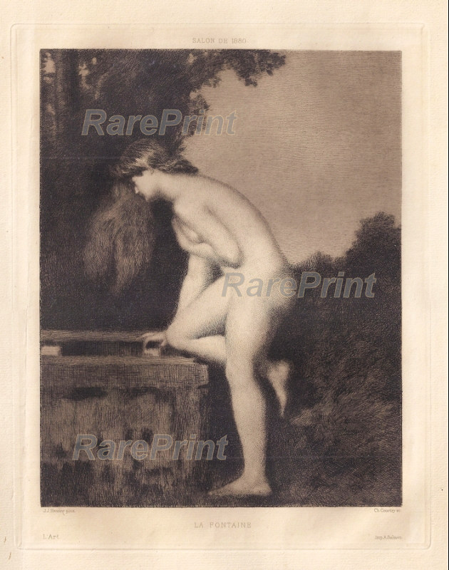 La Fontaine — engraving — &nbsp; &ldquo;La Fontaine" Antique engraving, after&nbsp;Jean-Jacques Henner. &nbsp; Technique, Material:&nbsp;Steel eng...
