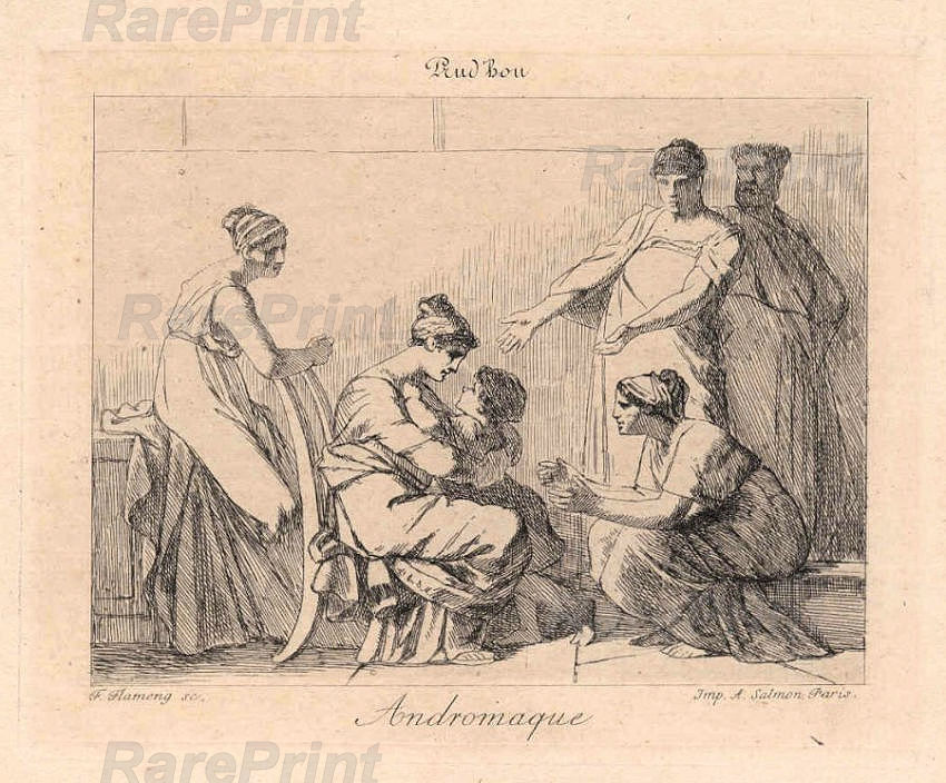 Andromaque — engraving — 'Andromaque'. After Pierre Paul Prud'hon (1758&ndash;1823),&nbsp; 'Andromache and Astyanax'. &nbsp; In an...