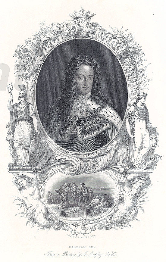 William III — engraving — &nbsp; "William III" William III (1650&ndash;1702, also widely known as William of Orange, was sovereign Prince of ...