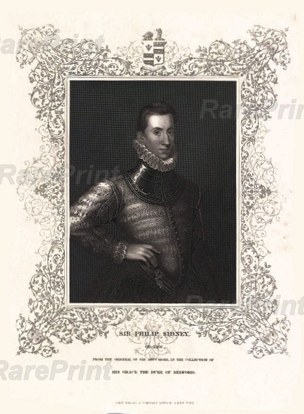 Philip Sidney — engraving — &nbsp; 'Sir Philip Sidney'. &nbsp; Sir Philip Sidney (1554-1586), was an English poet, courtier, scholar, and soldier...
