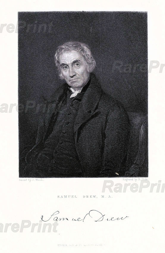 Samuel Drew — engraving — &nbsp; "Samuel Drew , M. A." &nbsp; Samuel Drew (1765 - 1833) was a Cornish Methodist theologian. A native of Cornw...