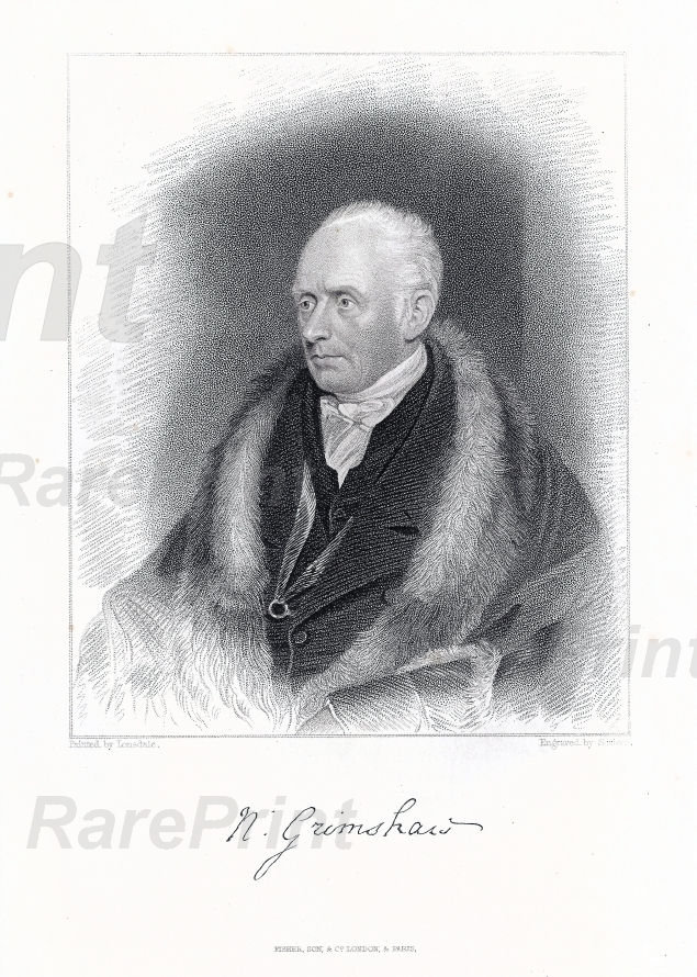 Nicholas Grimshaw — engraving — &nbsp; "Nicholas Grimshaw" Nicholas Grimshaw (1757 - 1838)&nbsp;Mayor of Preston, Lancashire. who served as mayor o...