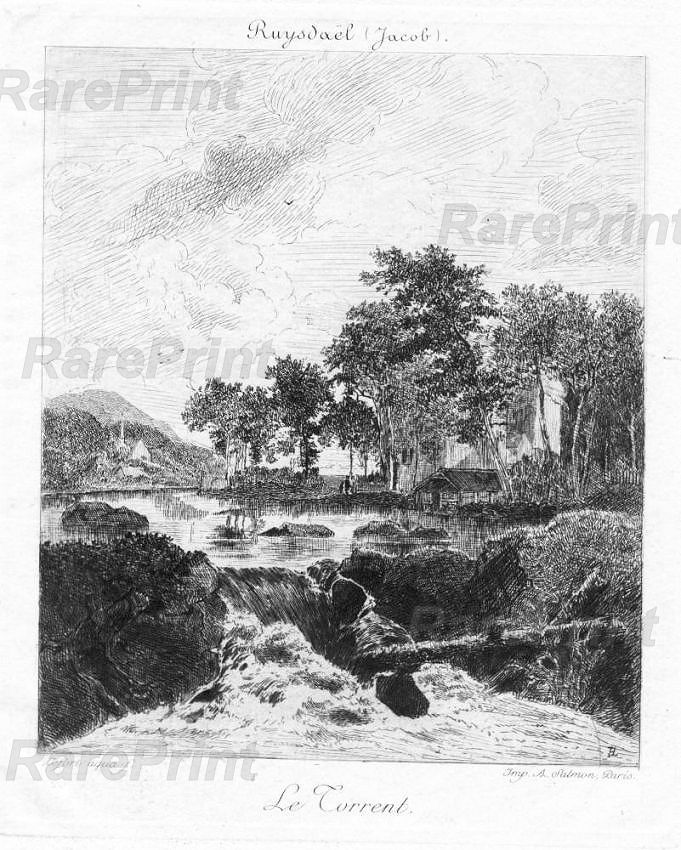 Le Current — engraving — &nbsp; 'Le Current'. Copper engraving, after Jacob Isaacs van Ruisdael. &nbsp; Technique, Material: Steel engraving /...