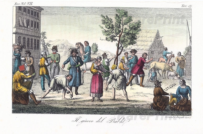 The game of "babki" ("bones") — engraving — &nbsp; " Il giuoco del Babki" &nbsp; The game of babki (in kozny) is an old folk game, to which modern dice owe the...