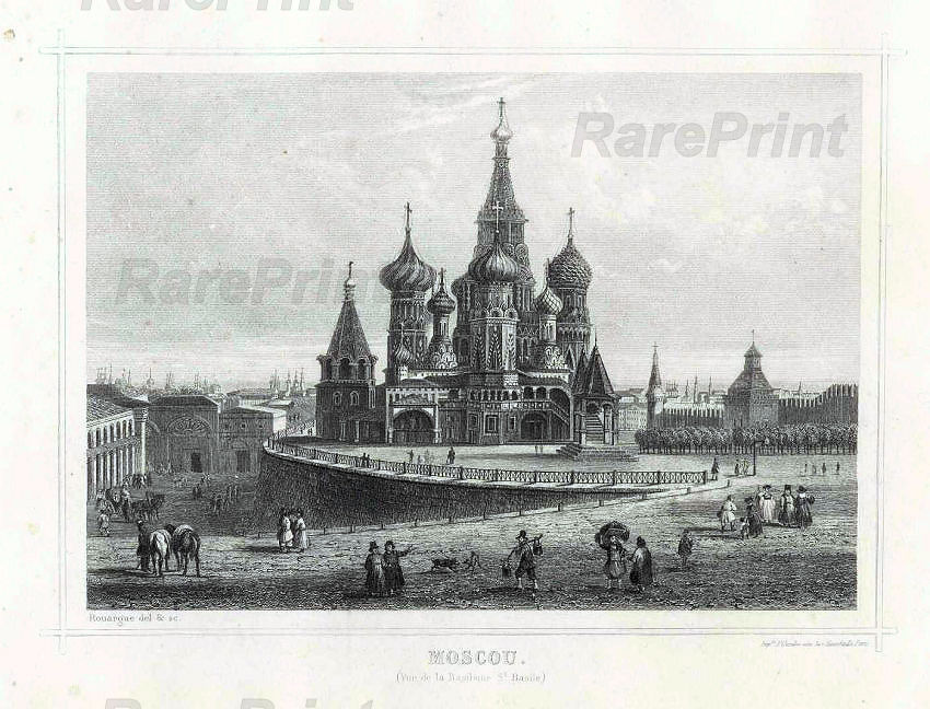 View of St. Basil's Cathedral — engraving — 'Moscow. St. Basil's Cathedral'. In the engraving, View of St. Basil's Cathedral from Red Square,&nbsp;from a...