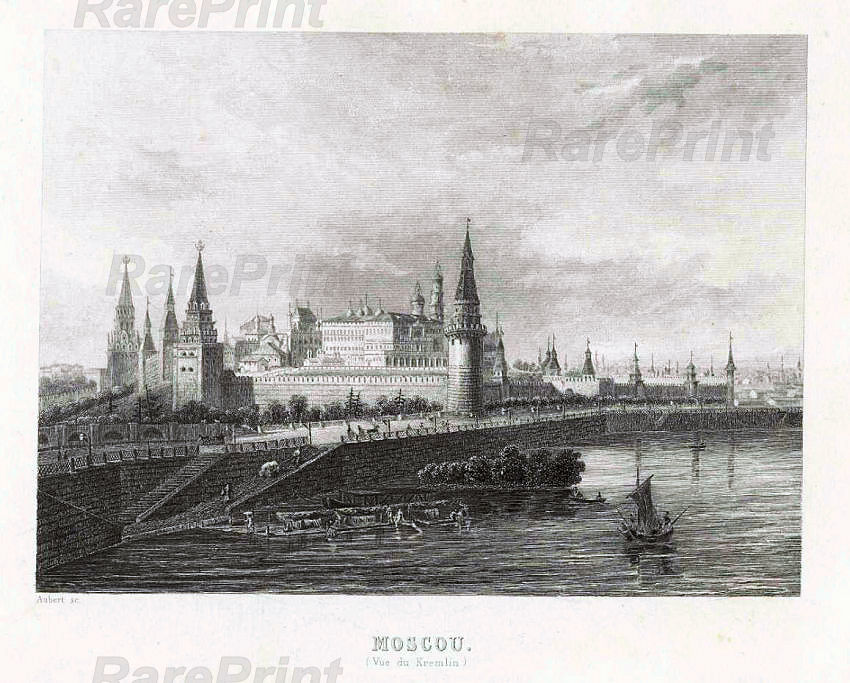 View of the Kremlin — engraving — &nbsp; View of the Kremlin Technique, Material:&nbsp; Steel engraving / Paper Artist, Engraver: Rouargue Date: 1850 Paris / F...