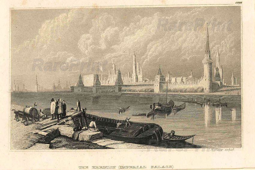 The Kremlin (Imperial Palace) — engraving — 'The Kremlin (Imperial Palace)'. &nbsp; In the engraving, View of the Moscow Kremlin from the opposite bank of the Mo...