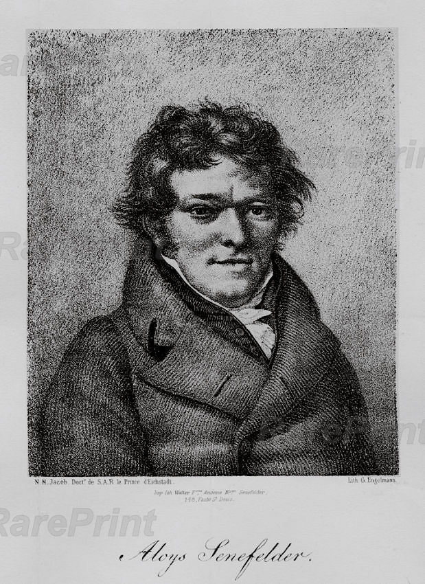 Alois Senefelder — engraving — &nbsp; "Alois Senefelder" &nbsp; Johann Alois Senefelder ( 1771 - 1834) was a German actor and playwright who inven...